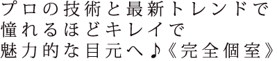 プロの技術と最新トレンドで憧れるほどキレイで魅力的な目元へ♪《完全個室》